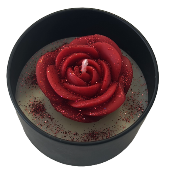 Decorative Candle with Red Flower